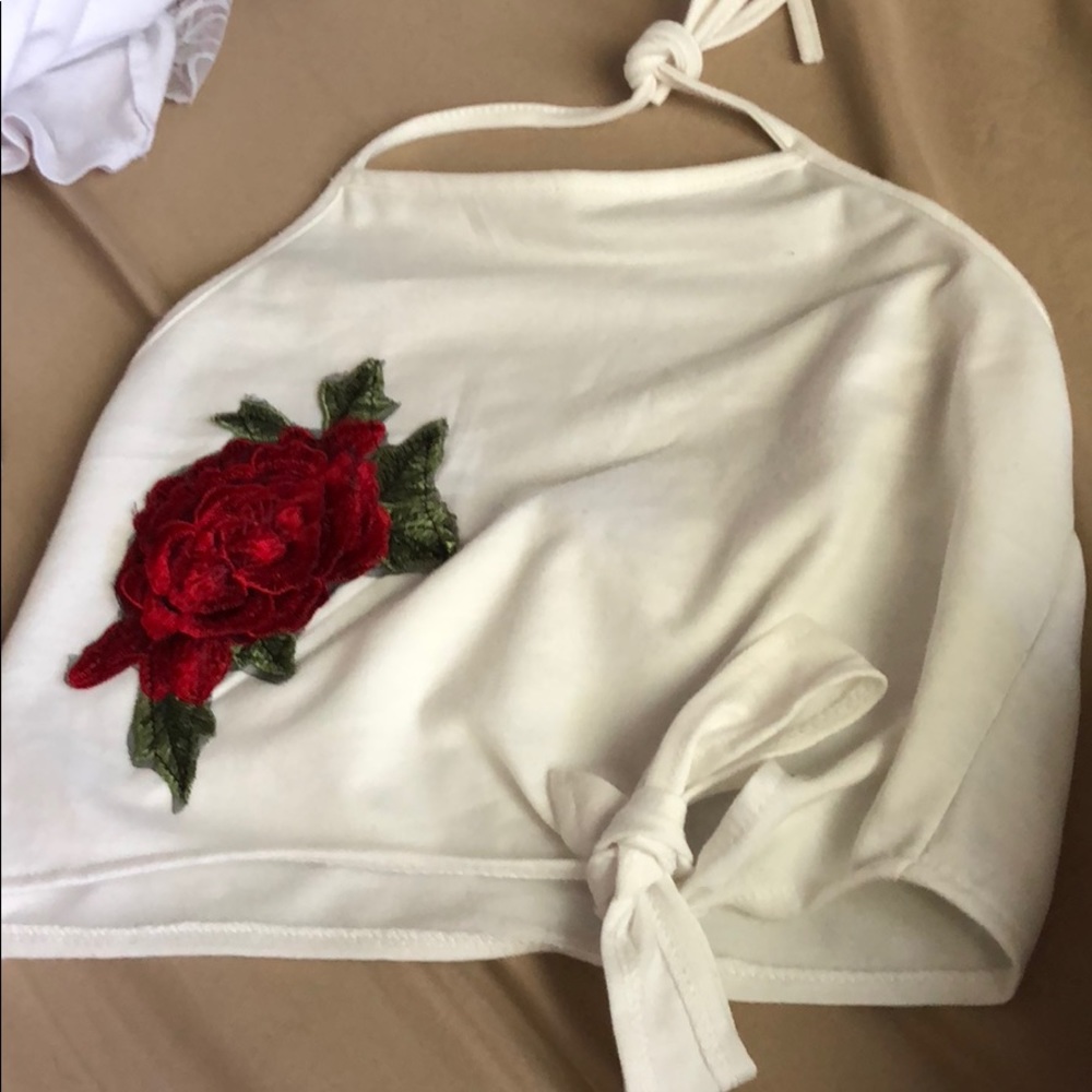 White backless crop top